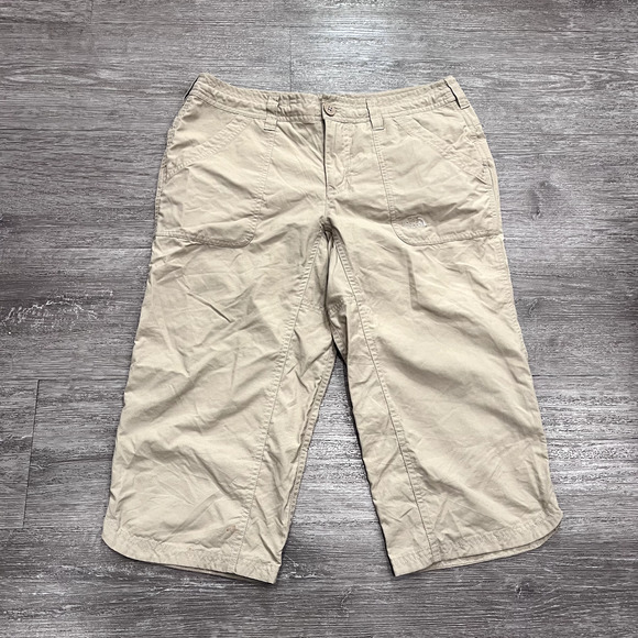 The North Face Pants Women 6 Beige‎ Hiking Capri Rip Stop Nylon Hiking Outdoor - Picture 1 of 16